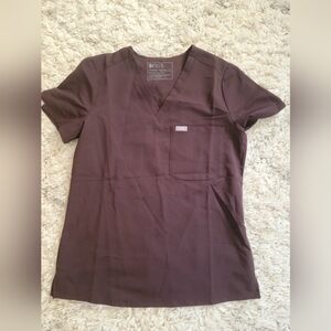 Figs Catarina Scrub Top Espresso Color